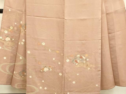 平和屋着物▽中国三大刺繍　スワトウ刺繍　汕頭刺繍　訪問着　単衣　地紙花文　正絹　逸品　DABH4711du