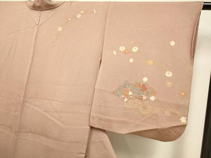 平和屋着物▽中国三大刺繍　スワトウ刺繍　汕頭刺繍　訪問着　単衣　地紙花文　正絹　逸品　DABH4711du