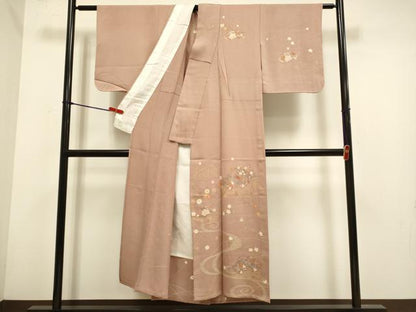 平和屋着物▽中国三大刺繍　スワトウ刺繍　汕頭刺繍　訪問着　単衣　地紙花文　正絹　逸品　DABH4711du