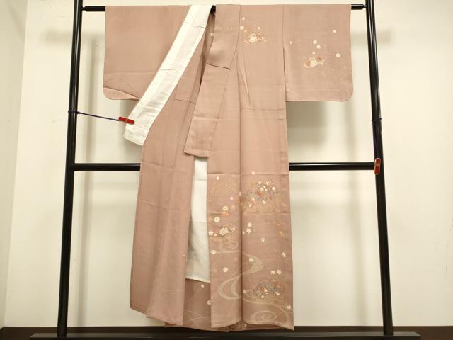 平和屋着物▽中国三大刺繍　スワトウ刺繍　汕頭刺繍　訪問着　単衣　地紙花文　正絹　逸品　DABH4711du