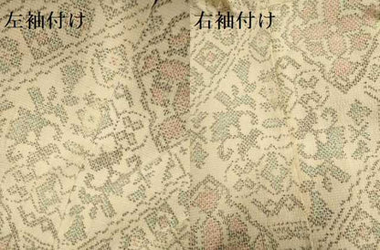 平和屋着物▽本塩沢　単衣　洋花文　正絹　逸品　DABH4712du
