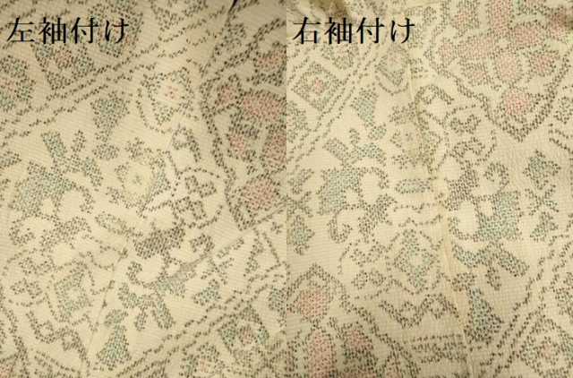 平和屋着物▽本塩沢　単衣　洋花文　正絹　逸品　DABH4712du