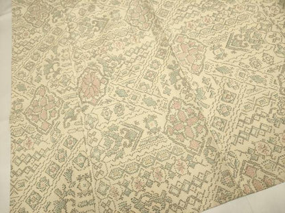 平和屋着物▽本塩沢　単衣　洋花文　正絹　逸品　DABH4712du