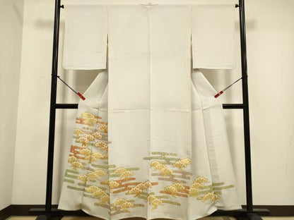 平和屋着物▽豪華色留袖　単衣　駒刺繍　霞松文　金銀彩　正絹　逸品　DABH4715du