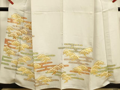 平和屋着物▽豪華色留袖　単衣　駒刺繍　霞松文　金銀彩　正絹　逸品　DABH4715du