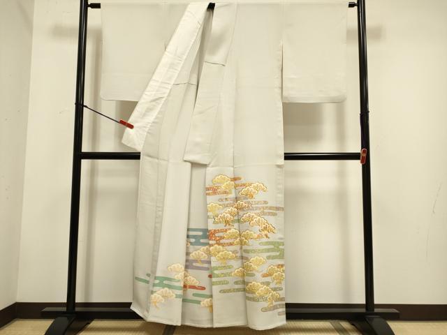 平和屋着物▽豪華色留袖　単衣　駒刺繍　霞松文　金銀彩　正絹　逸品　DABH4715du