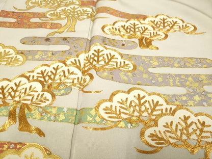 平和屋着物▽豪華色留袖　単衣　駒刺繍　霞松文　金銀彩　正絹　逸品　DABH4715du