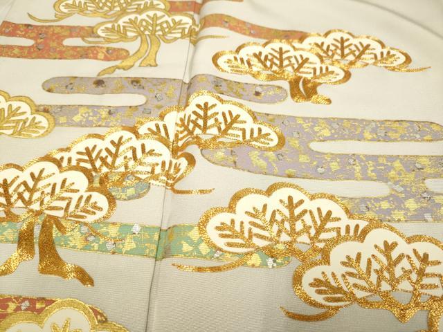 平和屋着物▽豪華色留袖　単衣　駒刺繍　霞松文　金銀彩　正絹　逸品　DABH4715du