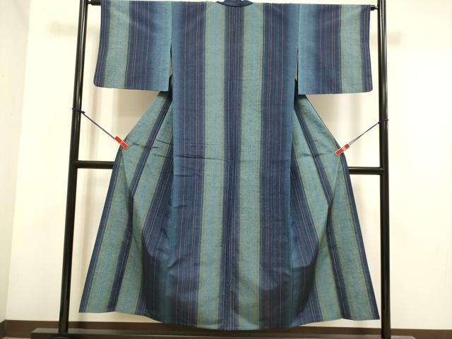 平和屋着物▽上質な紬　単衣　間道　正絹　逸品　DABH4744du
