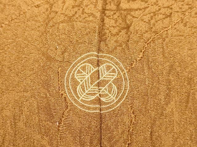 平和屋着物▽上質な色無地　単衣　濃い土色　正絹　逸品　DABH4746du