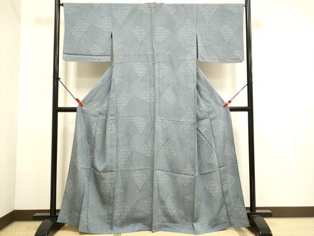平和屋着物▽江戸小紋　単衣　切嵌花文　正絹　逸品　未使用　DABH4752du