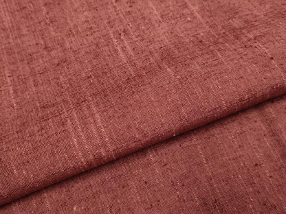平和屋着物▽上質な紬　単衣　小豆色　正絹　逸品　DABH4754du