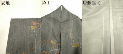 平和屋着物▽上質な小紋　単衣　紬地　枝花文　正絹　逸品　DABH4758du