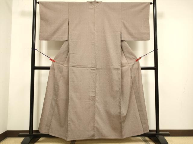 平和屋着物▽上質なお召　単衣　格子　正絹　逸品　DABH4761du