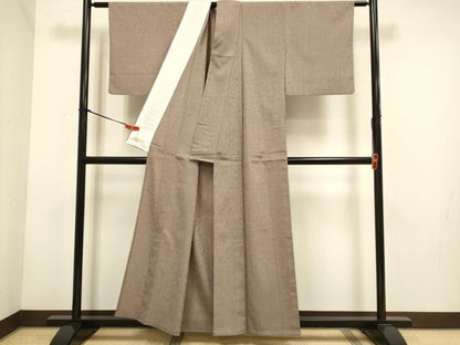 平和屋着物▽上質なお召　単衣　格子　正絹　逸品　DABH4761du