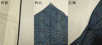 平和屋着物▽本塩沢　単衣　花菱文　正絹　逸品　DABH4762du
