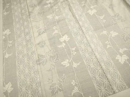 平和屋着物▽本場大島紬　単衣　白大島　9マルキ　蔦の葉間道　正絹　逸品　DABH4764du