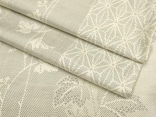 平和屋着物▽本場大島紬　単衣　白大島　9マルキ　蔦の葉間道　正絹　逸品　DABH4764du