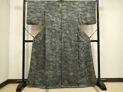 平和屋着物▽上質な小紋　単衣　霞文　正絹　逸品　DABH4765du