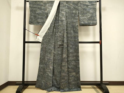 平和屋着物▽上質な小紋　単衣　霞文　正絹　逸品　DABH4765du