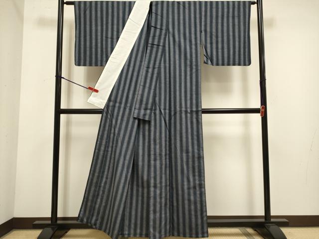 平和屋着物▽上質な紬　単衣　名匠秀逸極上織　間道　証紙付き　正絹　逸品　DABH4767du