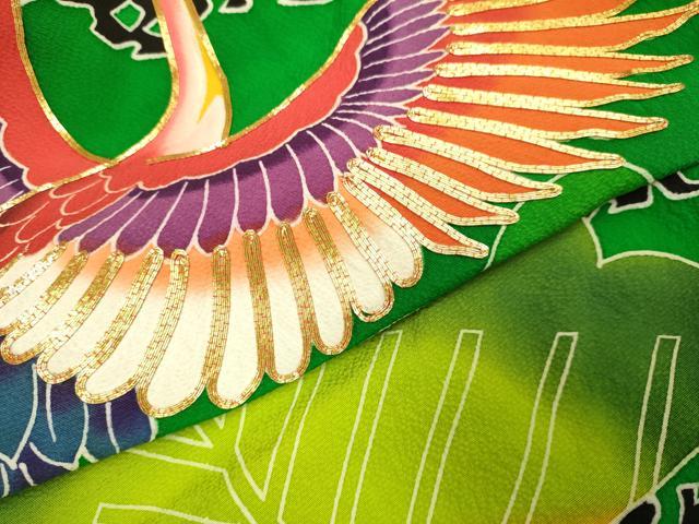 平和屋本店●お引きずり・お引き摺り・引き振袖　和装　結婚式　舞妓　芸妓　芸者　衣装　駒刺繍　飛鶴松文　逸品　DABH4770du