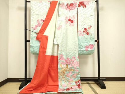 平和屋本店●お引きずり・お引き摺り・引き振袖　和装　結婚式　舞妓　芸妓　芸者　衣装　駒刺繍　総刺繍　花鳥文　銀糸　逸品　DABH4772du