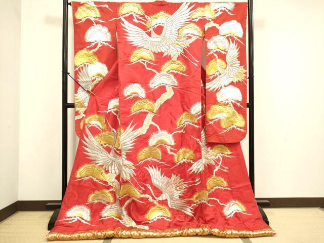 平和屋本店●色打掛　お引きずり　和装　婚礼　結婚式　花嫁　神社挙式　総刺繍　飛鶴松文　金銀糸　逸品　DABH4774du