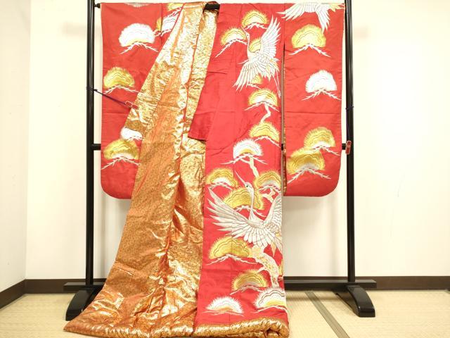 平和屋本店●色打掛　お引きずり　和装　婚礼　結婚式　花嫁　神社挙式　総刺繍　飛鶴松文　金銀糸　逸品　DABH4774du