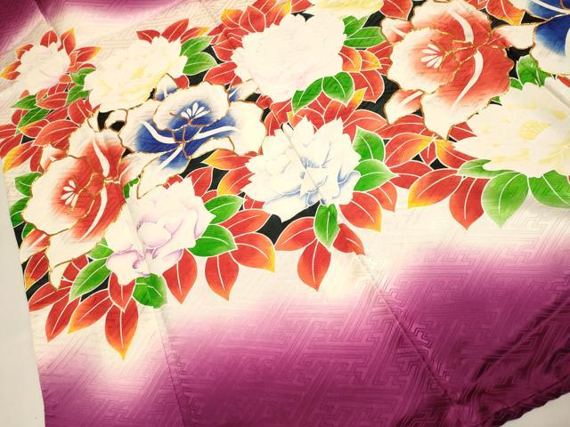 平和屋本店●お引きずり・お引き摺り・引き振袖　和装　結婚式　舞妓　芸妓　芸者　衣装　駒刺繍　草花文　暈し染め　逸品　DABH4775du