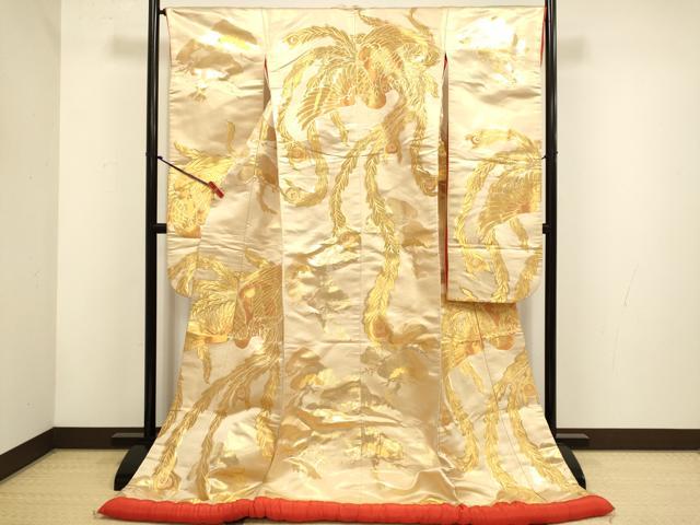 平和屋本店●色打掛　お引きずり　和装　婚礼　結婚式　花嫁　神社挙式　鳳凰松文　金糸　逸品　DABH4778du