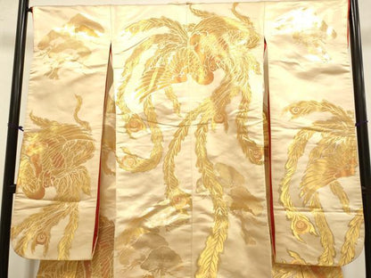 平和屋本店●色打掛　お引きずり　和装　婚礼　結婚式　花嫁　神社挙式　鳳凰松文　金糸　逸品　DABH4778du