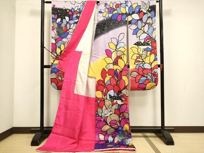 平和屋本店●お引きずり・お引き摺り・引き振袖 和装 結婚式 舞妓 芸妓 芸者 衣装 飛鳥文 暈し染め 金銀彩 銀通し地 逸品 DABH4783du