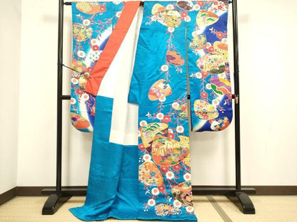 平和屋本店●お引きずり・引き振袖 和装 結婚式 舞妓 芸妓 芸者 衣装 駒刺繍 貝合わせ御所車花文 暈し染め 金彩 逸品 DABH4784du