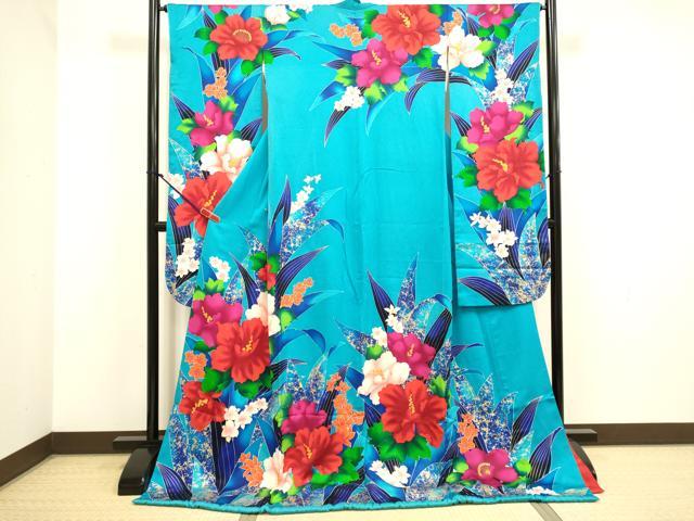 平和屋本店●お引きずり・お引き摺り・引き振袖　和装　結婚式　舞妓　芸妓　芸者　衣装　草花文　金彩　逸品　DABH4787du