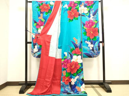 平和屋本店●お引きずり・お引き摺り・引き振袖　和装　結婚式　舞妓　芸妓　芸者　衣装　草花文　金彩　逸品　DABH4787du