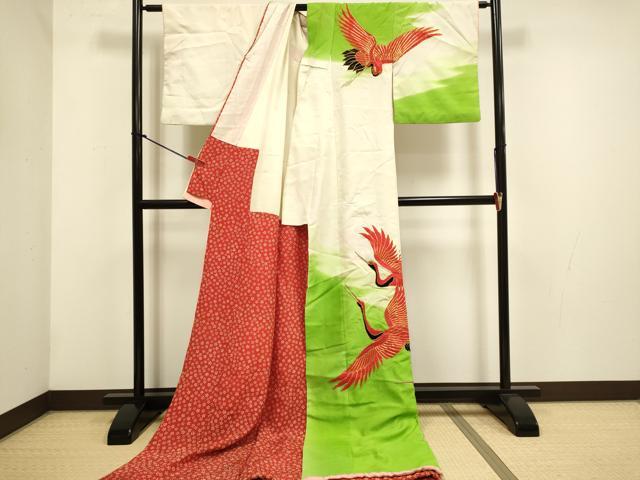 平和屋本店●お引きずり・お引き摺り　訪問着　和装　舞台　舞妓　芸妓　芸者　衣装　駒刺繍　総刺繍　飛鶴文　暈し染め　逸品　DABH4791du