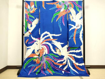 平和屋本店●お引きずり・お引き摺り・引き振袖　和装　結婚式　舞妓　芸妓　芸者　衣装　駒刺繍　鳳凰文　逸品　DABH4792du