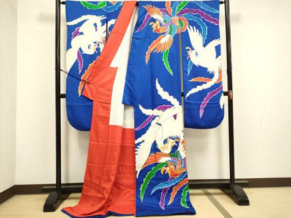 平和屋本店●お引きずり・お引き摺り・引き振袖　和装　結婚式　舞妓　芸妓　芸者　衣装　駒刺繍　鳳凰文　逸品　DABH4792du