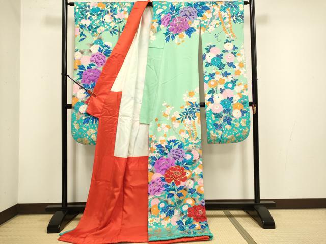 平和屋本店●お引きずり・お引き摺り・引き振袖　和装　結婚式　舞妓　芸妓　芸者　衣装　駒刺繍　錦翔　枝花文　金彩　逸品　DABH4793du