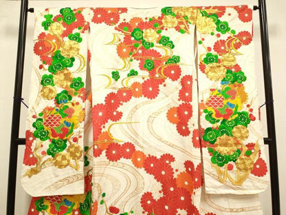 平和屋本店●お引きずり・お引き摺り・引き振袖 和装 結婚式 舞妓 芸妓 芸者 衣装 駒刺繍 総刺繍 雪輪重ね花文 金彩 逸品 DABH4794du