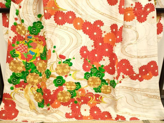 平和屋本店●お引きずり・お引き摺り・引き振袖 和装 結婚式 舞妓 芸妓 芸者 衣装 駒刺繍 総刺繍 雪輪重ね花文 金彩 逸品 DABH4794du