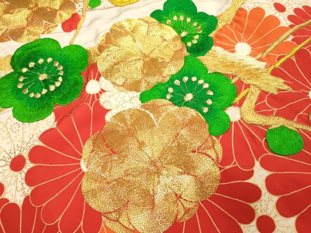 平和屋本店●お引きずり・お引き摺り・引き振袖 和装 結婚式 舞妓 芸妓 芸者 衣装 駒刺繍 総刺繍 雪輪重ね花文 金彩 逸品 DABH4794du