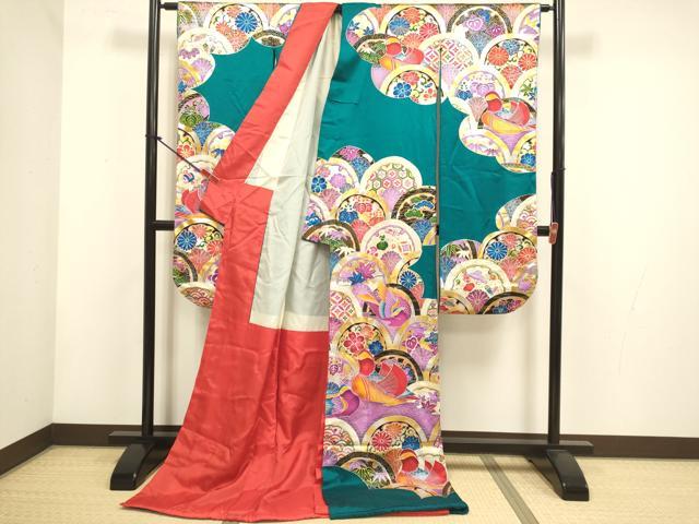平和屋本店●お引きずり・お引き摺り・引き振袖　和装　結婚式　舞妓　芸妓　芸者　衣装　鴛鴦吉祥花文　金銀彩　逸品　DABH4796du