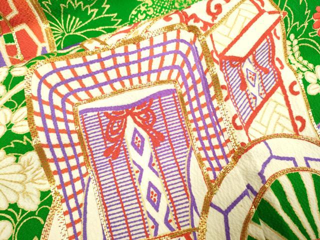 平和屋本店●お引きずり・お引き摺り・引き振袖　和装　結婚式　舞妓　芸妓　芸者　衣装　駒刺繍　御所車花文　金彩　逸品　DABH4798du