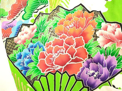 平和屋本店●お引きずり・お引き摺り・引き振袖 和装 結婚式 舞妓 芸妓 芸者 衣装 扇面花文 金彩 ラインストーン 逸品 DABH4799du