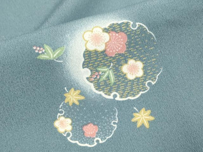 平和屋着物▽小紋　単衣　 雪輪花文　蛍暈し　やまと誂製　洗える着物　DABH4801du