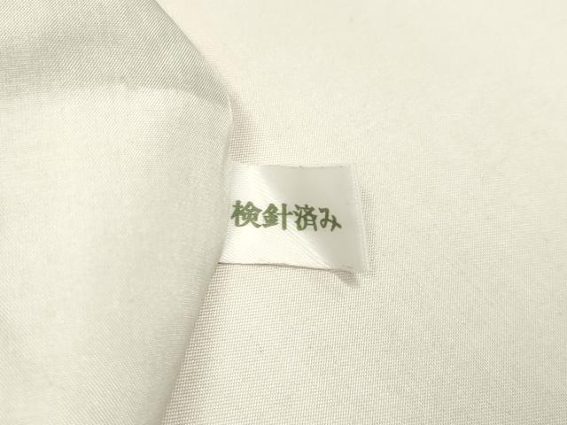 平和屋着物▽上質な紬　単衣　葡萄蔦の葉文　金糸　正絹　逸品　DABH4803du