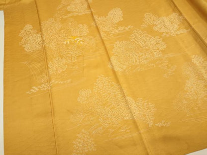 平和屋着物▽訪問着　単衣　刺繍　風景文　正絹　逸品　DABH4807du