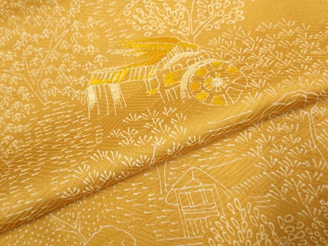平和屋着物▽訪問着　単衣　刺繍　風景文　正絹　逸品　DABH4807du
